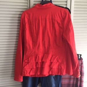 Cabi #727jacket jean w:ruffles great style!!!